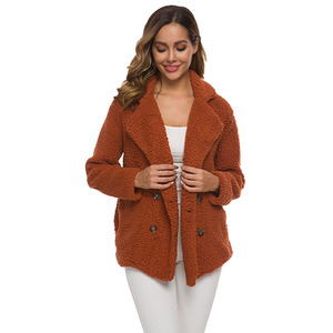 Cappotto di Lana da <span class=keywords><strong>Donna</strong></span> <span class=keywords><strong>Taglie</strong></span> Forti 5XL Moda Autunno Inverno 2022 Giacca <span class=keywords><strong>Trench</strong></span> Doppiopetto in Pile d'Agnello - Product Image 4
