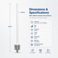 Antena de Fibra de Vidrio de Doble Banda de 9dBi, 2.4G 5.8G, Omnidireccional para Exteriores, Antena de Estación Base con Conector N-Macho para Sistemas WiFi WLAN WISP
