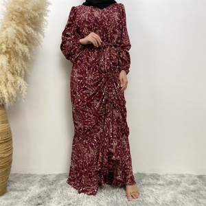 6669# New Elegant Spring <b>Summer</b> Floral Dress Front Pleated Drawstring Type Fashion Gorgeously Classy Women Dress - Product Image 2