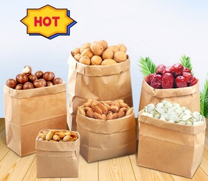Sacs en papier <span class=keywords><strong>kraft</strong></span> à fond carré personnalisés, sacs en papier <span class=keywords><strong>kraft</strong></span> brun et blanc, sacs de livraison pour l'emballage alimentaire avec logo personnalisé - Product Image 2