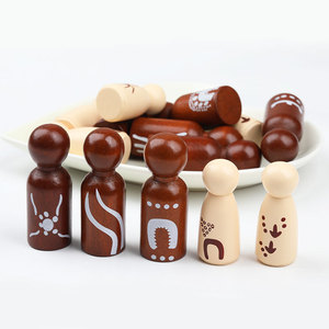 Figurines en bois Doodle Dolls, 22 pièces, peintes, en matériau naturel, pour enfants, usage domestique - Product Image 1