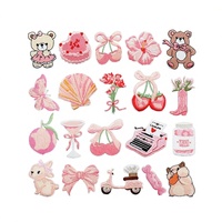 Patchs thermocollants en feutre non tissé écologique brodés, motif 'Sweet Taste pink love', pour la Saint-Valentin, motifs Ours, Fleur, Étoile, pour chapeaux et robes