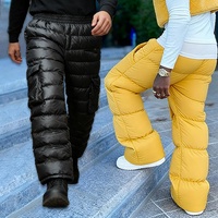 Pantalones de plumón acampanados personalizados para hombre, cálidos, holgados, gruesos, cortavientos, de nailon, tipo cargo, para invierno