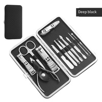 Ensemble de manucure professionnel de luxe en acier inoxydable 12 pièces avec coupe-ongles, lime à ongles et couteau à pieds