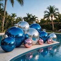 Ornement de Noël gonflable personnalisé en PVC imprimé UV, grand ballon brillant pour fête de Noël, commercial, installation facile, électrique