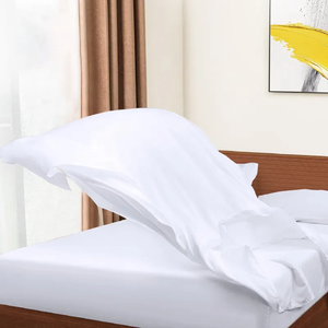 فندق 5 نجوم كتان أبيض فاخر ناعم مثل القطن سادة طقم مفارش أسِرة فندق ساتين غطاء لحاف ملاءات سرير للفنادق - Product Image 3