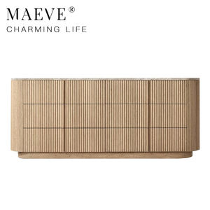 ソリッドウッドサイドボード、北欧ミニマリスト収納キャビネット、レトロな壁に取り付けられた床立てキャビネット、ライトラグジュアリーベッドサイドテーブル - Product Image 1