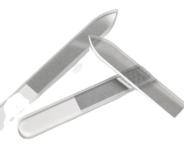 Оптовая продажа, индивидуальное прямоугольное мини-стекло с логотипом на заказ, прозрачное стекло для ногтей с футляром, маленькая нано-сияющее стекло, пилка для ногтей