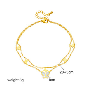 Butterfly Pendant Titanium Steel Multi Layer Chain Anklet For Women Gold Color Fashion Foot Ornament - Product Image 4