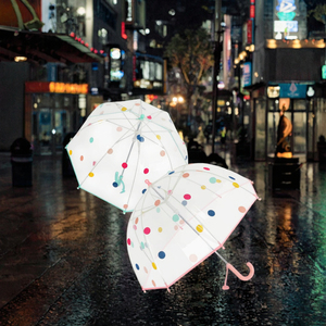 <span class=keywords><strong>Parapluie</strong></span> <span class=keywords><strong>transparent</strong></span> à long manche pour enfants avec impression de logo, 8 baleines, motif à pois, crochet en J, pour étudiants, filles, dessin animé, usage quotidien sous la pluie - Product Image 3