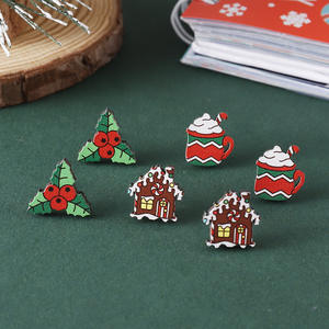 2025 nouveau ensemble de boucles d'oreilles à la mode boîte-cadeau d'arbre de noël en bois pour les fêtes et les cadeaux prêts à expédier - Product Image 3