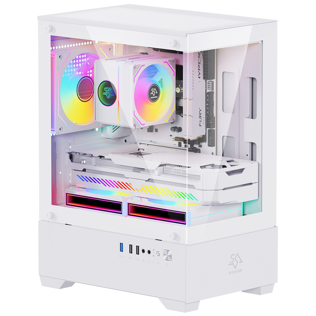 SNOWMAN Advanced Mid Tower PC Case MicroATX Aluminum Alloy Stock for High Performance Gaming Computers and Workstations