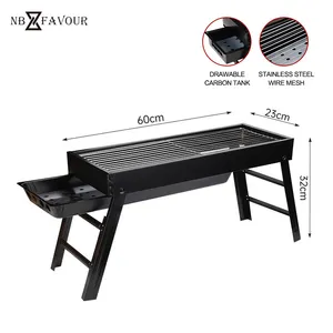 NB-FAVOUR Charcoal Barbecue Folding Portable Outdoor Desk Stainless Steel Folding BBQ Grill 5-8 People