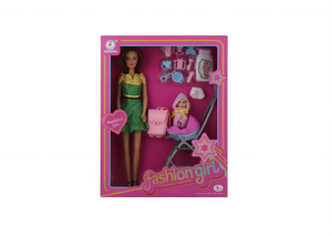 Muñeca de Moda Fashiongirl con Cochecito de Bebé y Accesorios para Niñas de 4 a 6 Años - Product Image 1
