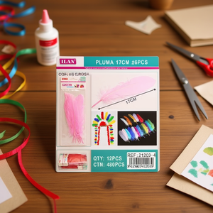 Piume rosa ILAN Pluma 17 cm per artigianato e decorazioni - Product Image 2