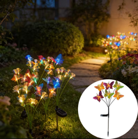 Lampes solaires LED en forme de papillon, lampes décoratives en fibre optique pour jardin, allée, patio