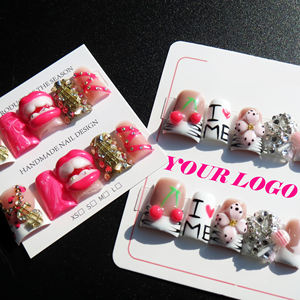 <span class=keywords><strong>Uñas</strong></span> Postizas Acrílicas de Lujo con Diamantes 3D y Pedrería, Diseño Cuadrado Corto, Hechas a Mano, <span class=keywords><strong>Precio</strong></span> al por Mayor, Marca Privada, <span class=keywords><strong>para</strong></span> Decoración de <span class=keywords><strong>Uñas</strong></span> - Product Image 3