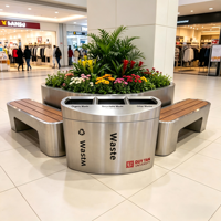 Poubelle intérieure moderne en acier inoxydable avec finition anti-traces de doigts pour les halls d'hôtels de luxe et les centres commerciaux