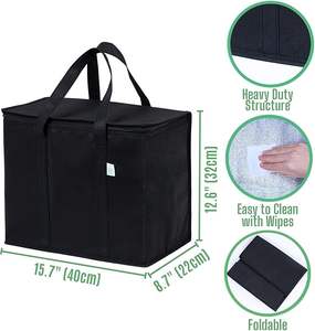 Supports verticaux isolés réutilisables pour les courses d'épicerie x-large refroidisseur de nourriture à froid sacs de <span class=keywords><strong>livraison</strong></span> de pizza isolés à fermeture éclair - Product Image 4