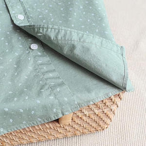 เสื้อดาวน์แขนสั้นผู้ชายเสื้อ100% ลายสก็อตผ้าฝ้ายมีกระดุมแบบลำลองมีกระเป๋า - Product Image 4