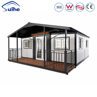 Maison conteneur mobile extensible à double aile de 20 pieds avec deux chambres et toit