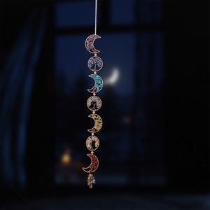 Ciondolo decorativo per matrimonio a forma <span class=keywords><strong>di</strong></span> pietra <span class=keywords><strong>di</strong></span> cristallo naturale a mano 7 Chakra albero della vita luna Catcher per il <span class=keywords><strong>sole</strong></span> - Product Image 4