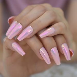 Drücken Sie auf Nägel Long Chrome Pink Mirror Design Acryl nägel für Dating Night Club Maniküre Falsche Fingernägel - Product Image 2