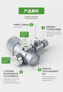 Regulador de Presión de <span class=keywords><strong>CO2</strong></span> <span class=keywords><strong>Mini</strong></span> de Ensamblaje Rápido con Doble Manómetro, Apertura Lateral, de Aluminio para Acuarios y Accesorios - Product Image 4