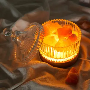 Wholesale Natural Amethyst Round Crystal Lamp Healing Stone Crystal Led Night Atmosphere Light Bedside Lamp