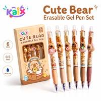 Stylo gel effaçable OEM KAIX à écriture fluide, encre bleue 0,5 mm, 6 styles d'ours, stylo gel thermique effaçable pour les cadeaux de rentrée scolaire