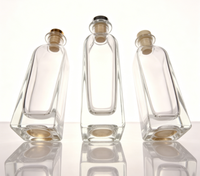 Diffuseur d'arômes en verre carré en forme de yourte mongole, bouteille en verre transparente avec bouchon en liège, parfum imprimé sérigraphié, vide, usage industriel