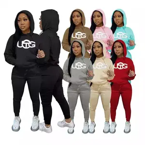 Moletons de alta qualidade premium, para mulheres, rosa, pista, 2 peças, conjunto de jogger personalizado, roupas de duas peças, conjunto de moletom e capuz