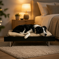 Modernes Luxuriöses Holz-Hundebett für Innen und Außen Minimalistisches Luxus-Haustierbett Handgefertigter Holzrahmen mit Ultra-Weichem Kissen