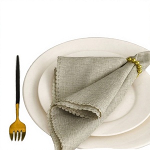 Customized Wrinkle Resistant 100% Polyester Embossed <b>Edge</b> Cloth Napkins 16 Inch OEM ODM Low MOQ Wholesale - Product Image 3