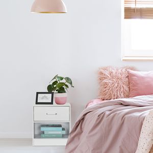 Modern <strong>White</strong> Nightstand with Drawer and Storage Shelf Minimalist <strong>Bedside</strong> <strong>Table</strong> Wooden Side <strong>Table</strong> for Bedroom Furniture Set - Product Image 2