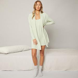 Vestaglia e abito in viscosa di bambù abbigliamento da casa per le donne camicia da notte Casual da notte Cami da notte abbigliamento da salotto Set da due pezzi - Product Image 1