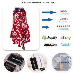 N7965 Robes pour femmes de grande taille, design tendance, robes longues décontractées élégantes à manches courtes, robes à lacets, robes imprimées pour femmes, robes d'été pour femmes - Product Image 3