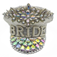 Chapeau de mariée unique à sequins avec inscription « Bride » pour enterrement de vie de jeune fille, fête prénuptiale et festival de musique rave
