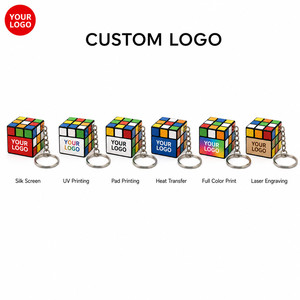 Custom Logo 3x3 <b>Mini</b> Magic Cube Keychain Puzzle Toy Speed Cube <b>Keyring</b> for Promotional Gift Office Education Stress Relief - Product Image 2
