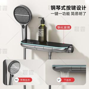 Juego de ducha simple con estante de almacenamiento rectangular montado en la pared y botón de presión para uso en el baño - Product Image 3