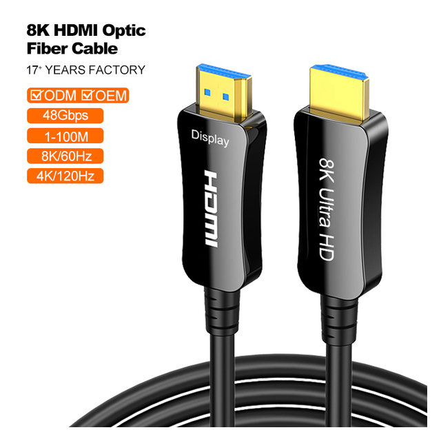 A004-1 for HDMI 2.1 Cable for 8K 60Hz Fiber Optic Audio Video EARC HDR10 for Dolby Vision VR 4K 120Hz for HDMI Projector Cable