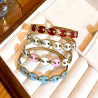 Bracelet rond émaillé de style rétro pour femmes, bracelet ouvert haut de gamme en acier inoxydable, vente en gros d'usine