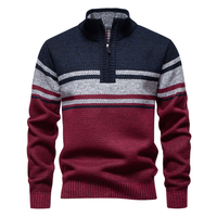 Pull en polyester tricoté personnalisé OEM pour homme, col montant, doublure polaire, couleur unie, style décontracté d'affaires, épais et lourd, idéal pour l'hiver