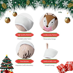 Chaussettes de Noël personnalisées brodées avec un motif de cerf rose et bleu, directement de l'usine, pour le premier Noël de bébé - Product Image 2