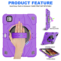 Housse de protection robuste antichoc pour tablette avec béquille rotative et sangle de transport pour iPad Air 13 pouces (modèles 2024-2026)