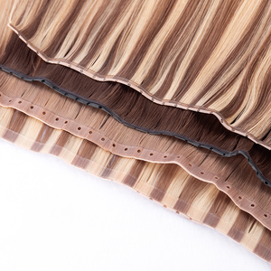 Nouvelles extensions de cheveux en trame plate <span class=keywords><strong>XO</strong></span> invisible en PU sans couture, avec trous, cuticules alignées, double languette et trame plate à trous - Product Image 1