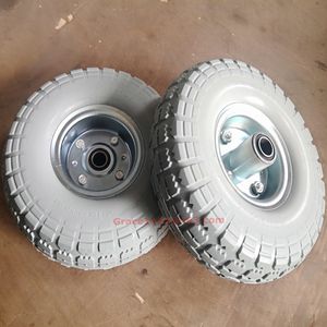 Ruedas de neumático <span class=keywords><strong>Dolly</strong></span> de goma de poliuretano sin planos de 10 pulgadas 4,10/3,50-4, rueda giratoria, nueva rueda de espuma para vagón, camión, rueda de carretilla - Product Image 5