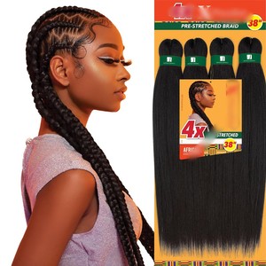 Extensiones de Cabello Pre-estirado para Trenzas, Fibra Sintética Suave de Alta Temperatura 4X, Trenzas Africanas de Ganchillo Fácil para Mujeres Negras - Product Image 1