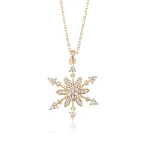 43985 Wholesale beautiful women jewelry flower shaped zircon paved pendant necklace