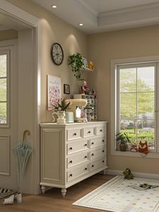 Cassettiera <span class=keywords><strong>Grande</strong></span> in Legno Bianco con Maniglie in Ottone, Mobile Contenitore per Arredamento Casa e <span class=keywords><strong>Soggiorno</strong></span> - Product Image 1